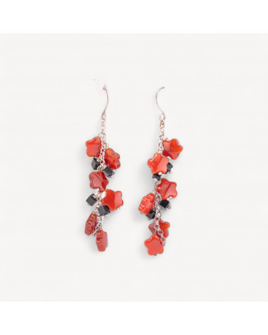 Orecchini A Monachella Di Argento 925 Con Corniola Rosellina E Onice Cubi 22x76mm-ΑΣΗΜΙ 925 ΣΧΕΔΙΟ ΙΤΑΛΙΑ | Worldofjewel.com