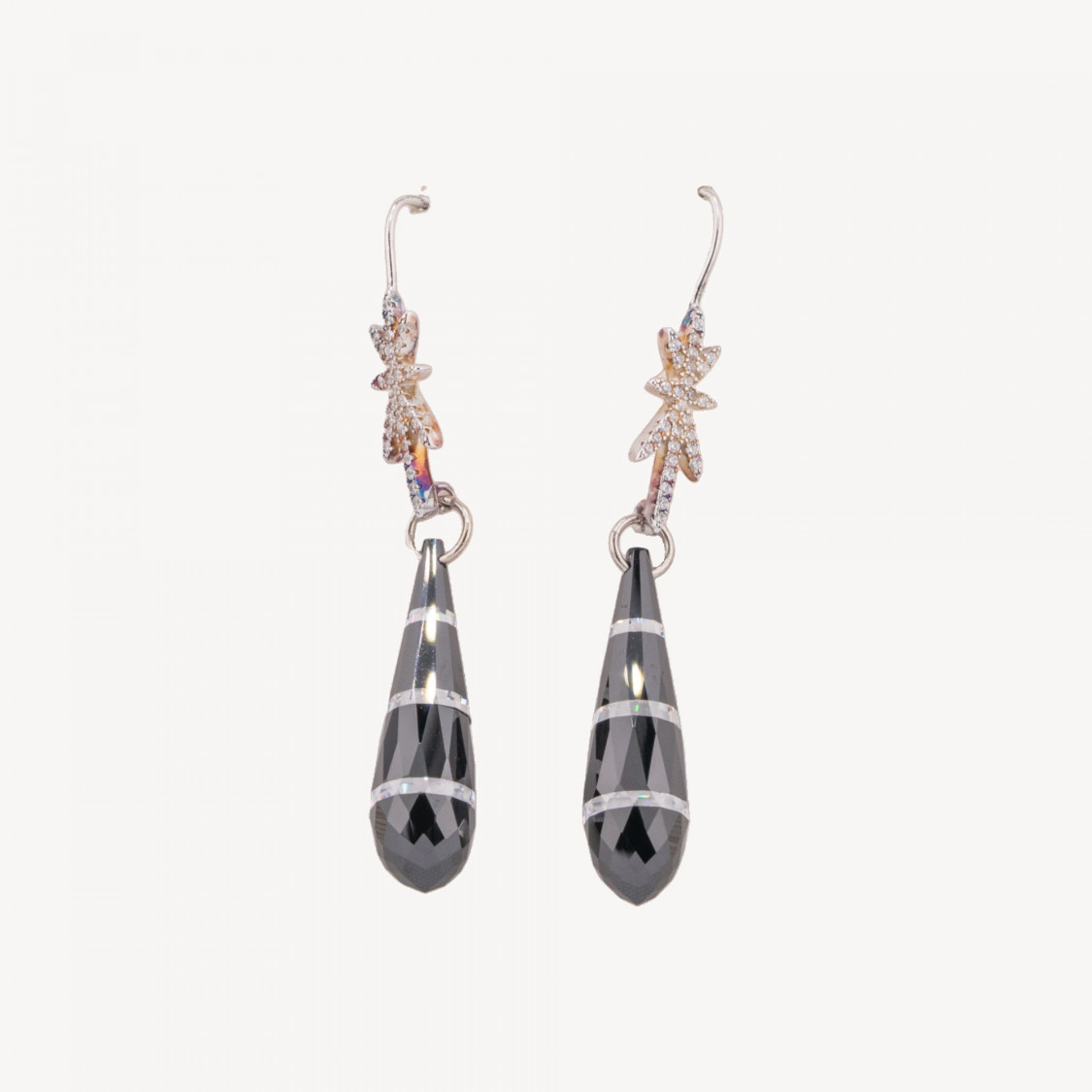 Orecchini A Monachella Di Argento 925 Con Gocce Di Zirconi 9x58mm-SILVER 925 DESIGN ITALY | Worldofjewel.com