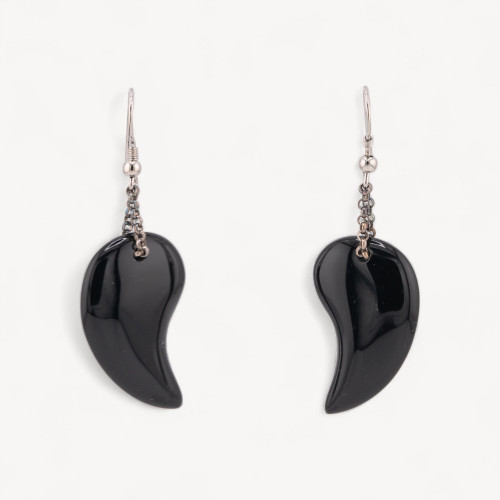Boucles d'oreilles à levier en argent 925 avec onyx 19x50mm