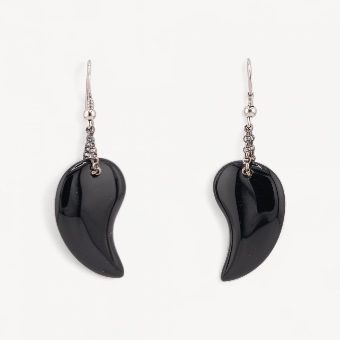 Ohrhänger aus 925er Sterlingsilber mit Onyx (19 x 50 mm)-SILBER 925 DESIGN ITALIEN | Worldofjewel.com