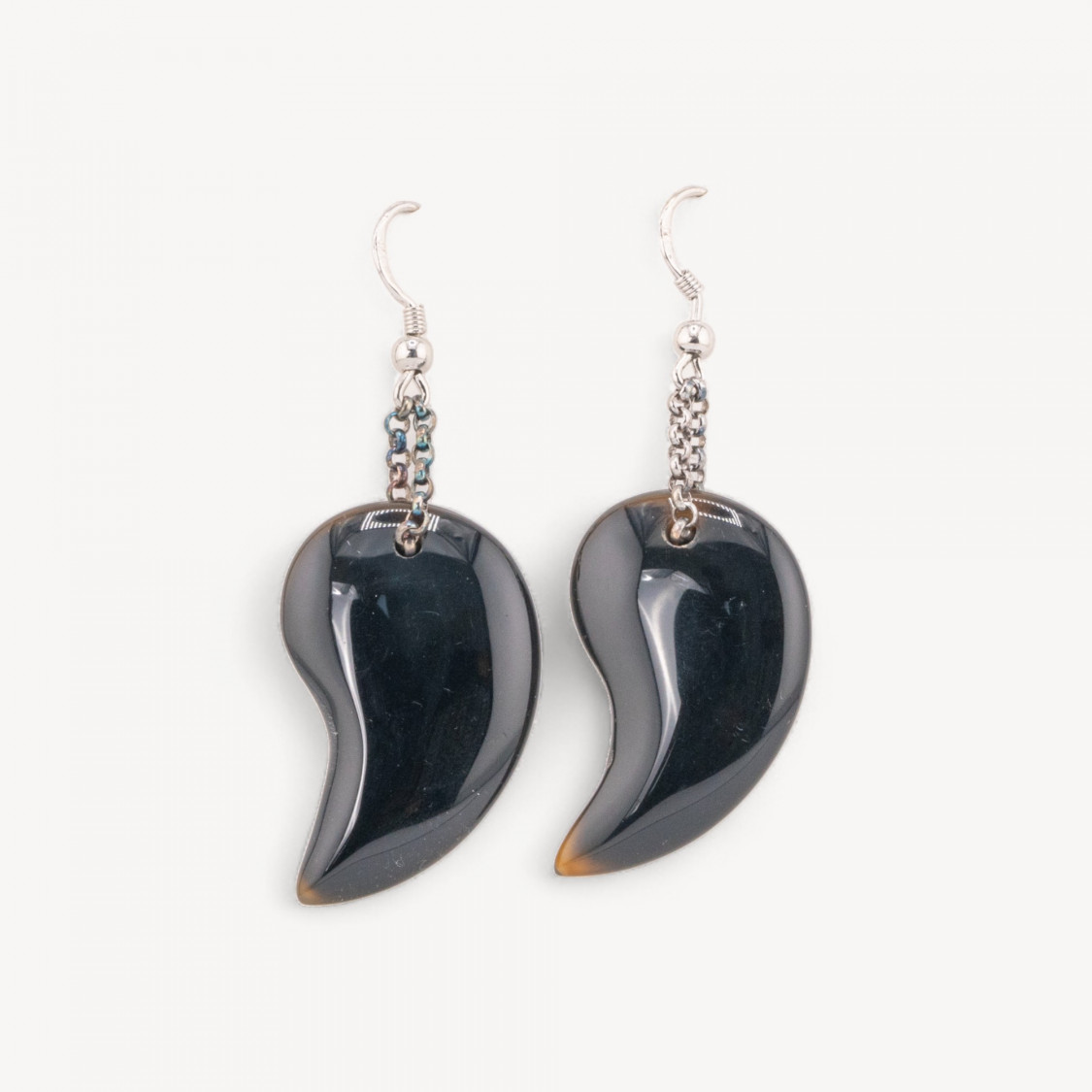 Orecchini A Monachella Di Argento 925 Con Onice A Virgola 19x50mm-PLATA 925 DISEÑO ITALIA | Worldofjewel.com