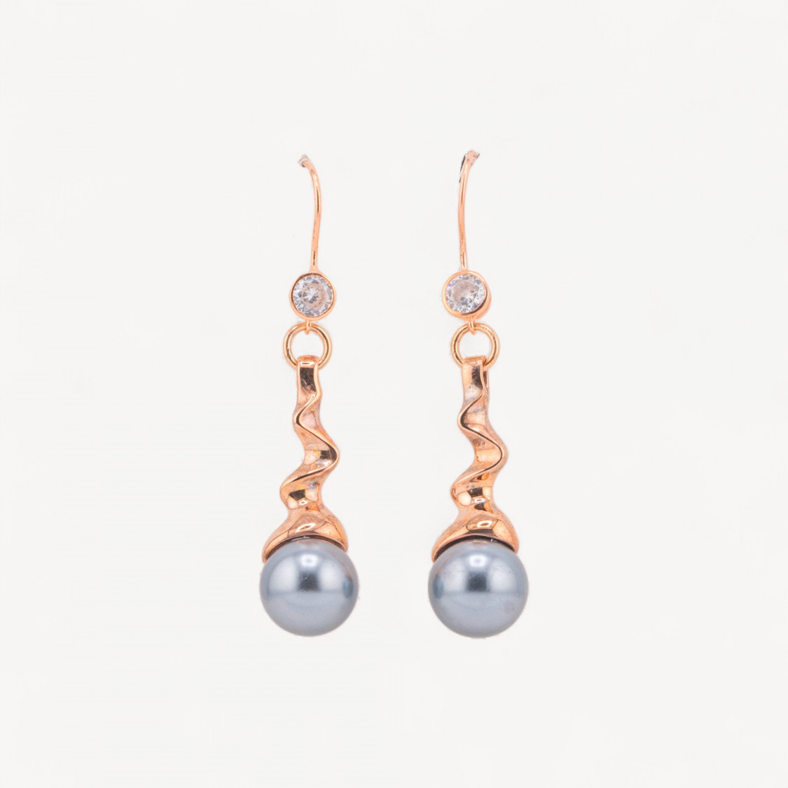 Ohrhänger aus 925er Sterlingsilber mit Hexenanhänger und 12 x 54 mm großen Perlen in Roségold-SILBER 925 DESIGN ITALIEN | Worldofjewel.com