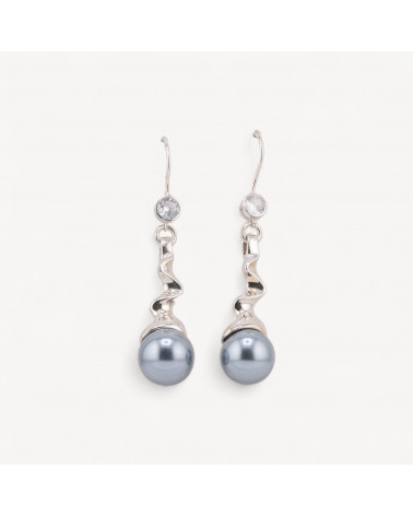 Orecchini A Monachella Di Argento 925 Con Pendente Strega E Perle 12x54mm Rodiato-PLATA 925 DISEÑO ITALIA | Worldofjewel.com