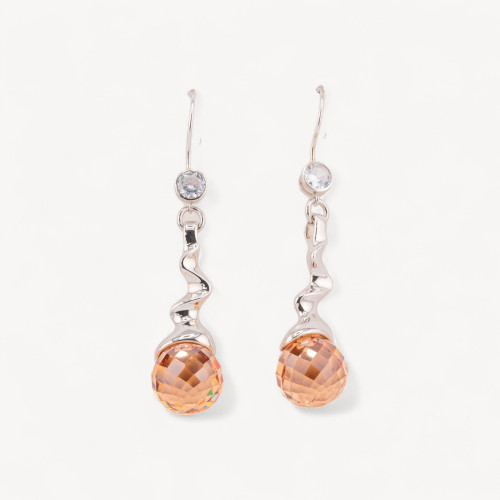 925 Silver Leverback Earrings with Witch Pendant and Zirconia 12x54mm