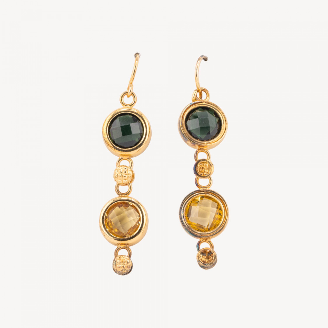 925 Silver Leverback Earrings with Heat-Diffused Stones Set in Gold 12x50mm-SILVER 925 DESIGN ITALY | Worldofjewel.com