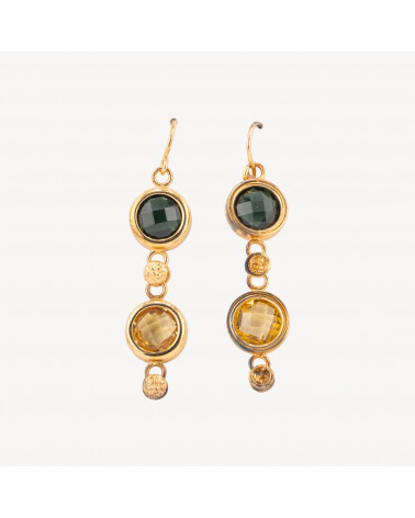 Orecchini A Monachella Di Argento 925 Con Pietre Termodiffuse Incastonate Dorato 12x50mm-SILBER 925 DESIGN ITALIEN | Worldofjewel.com