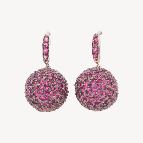 925 Silver Leverback Earrings with MicroPave Zircon Sphere
