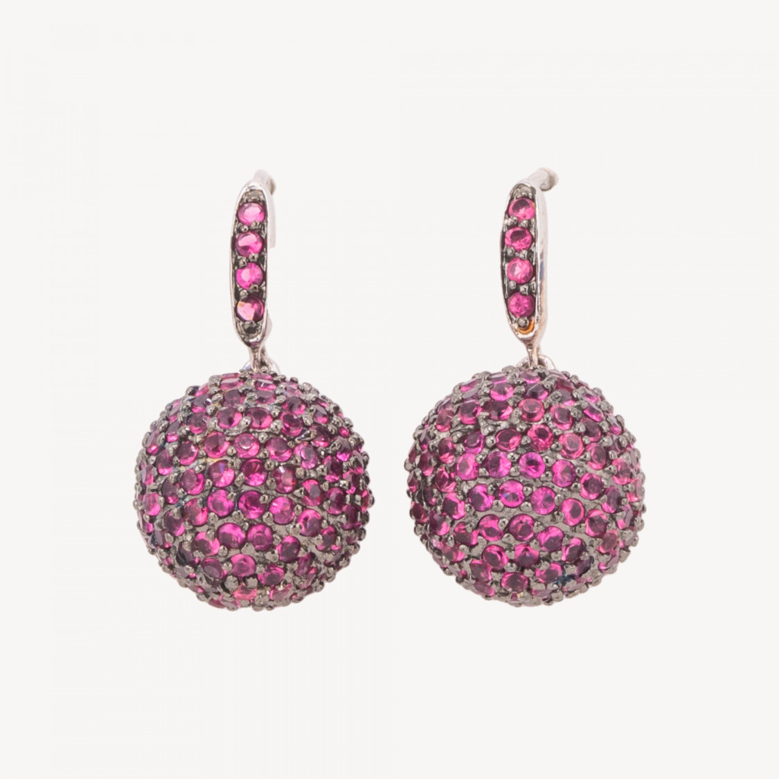 925 Silver Leverback Earrings with MicroPave Zircon Sphere-SILVER 925 DESIGN ITALY | Worldofjewel.com