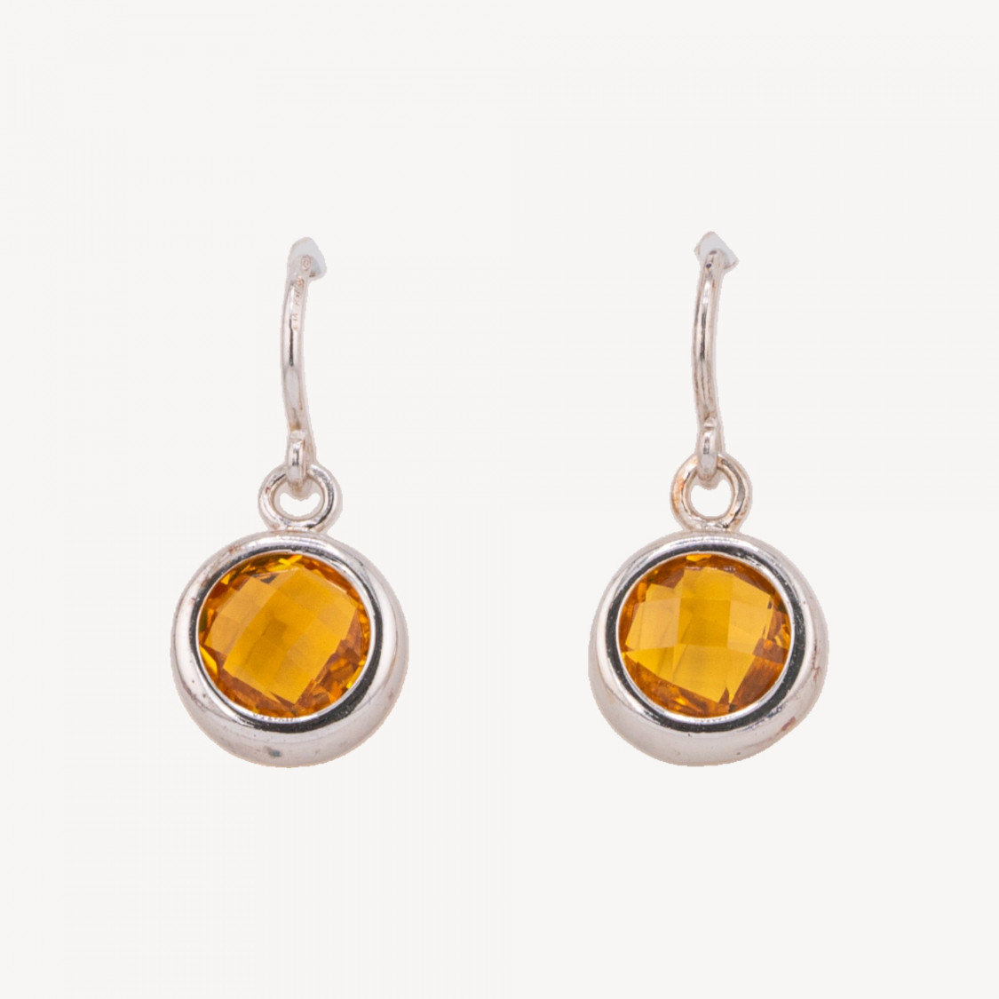 Orecchini A Monachella Di Argento 925 Con Topazio Tondo Piatto Sfaccettato Incastonato 18x32mm Rodiato-ARGENT 925 DESIGN ITALIE | Worldofjewel.com