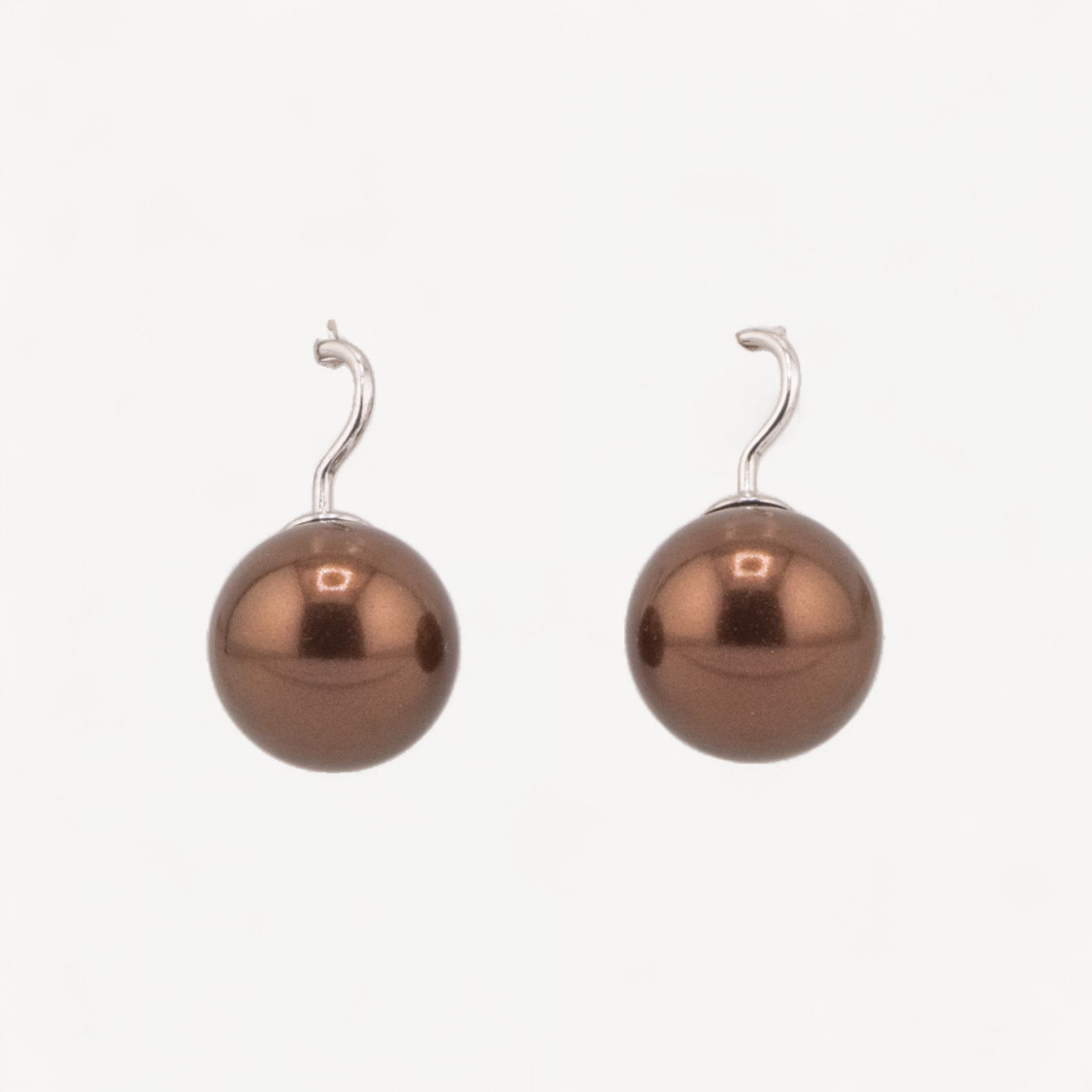 Orecchini A Monachella Di Argento 925 Rodiato E Perle Di Maiorca 12mm-ARGENT 925 DESIGN ITALIE | Worldofjewel.com