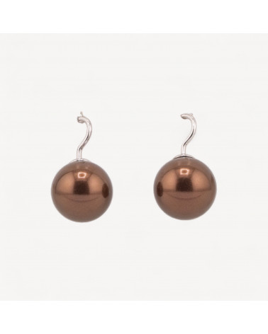Orecchini A Monachella Di Argento 925 Rodiato E Perle Di Maiorca 12mm-ARGENT 925 DESIGN ITALIE | Worldofjewel.com