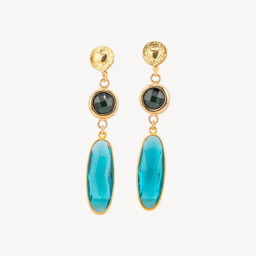 Boucles d'oreilles puces en argent 925 avec zircon cubique 12x66mm