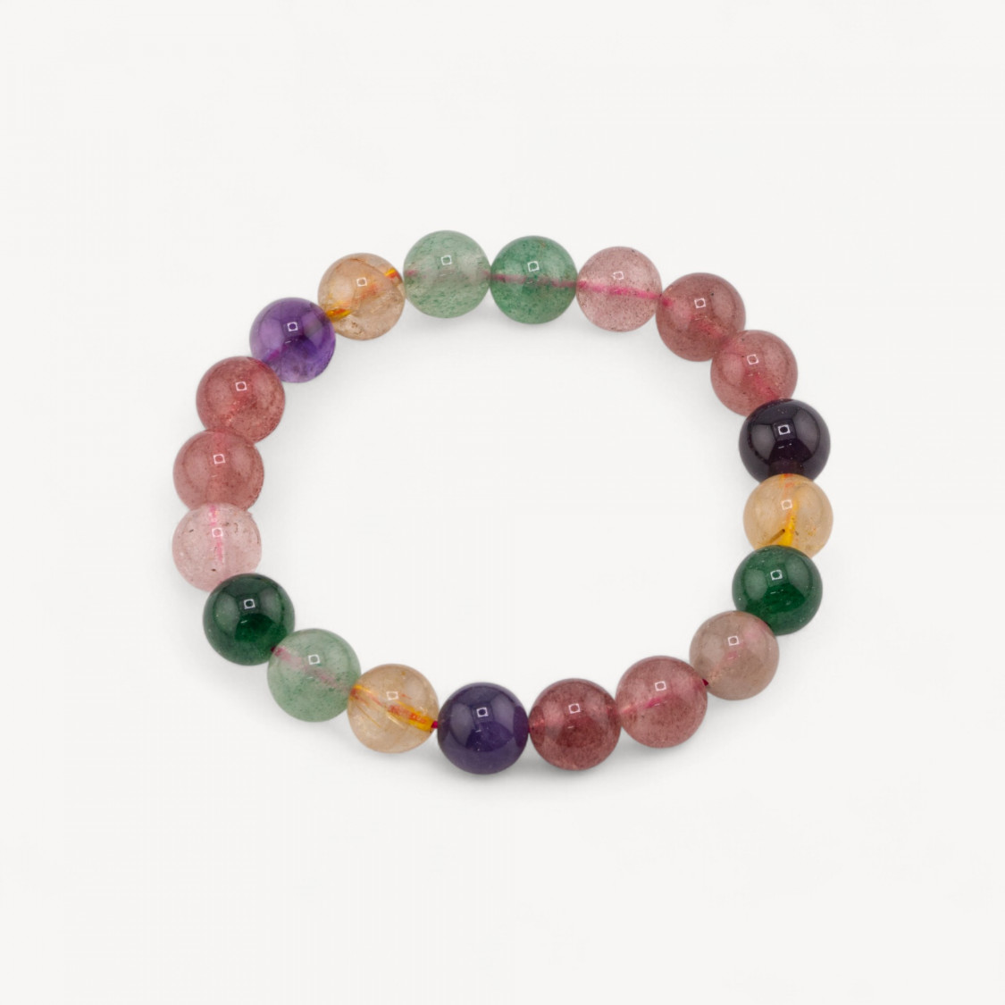 Bracelet de 10 mm en quartz fraise, citrine et améthyste-PIERRES DURES | Worldofjewel.com