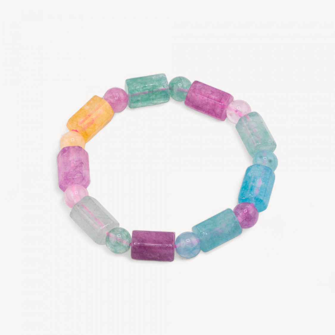 Mehrfarbiges Quarzarmband, zylindrisch, 9 x 14 mm, mehrfarbig, 1-HARTE STEINE | Worldofjewel.com