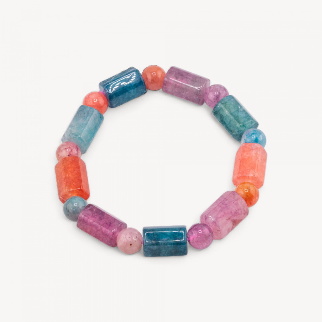Bracciale Di Quarzo Multicolor Cilindro 9x14mm Multicolor 2-PIERRES DURES | Worldofjewel.com