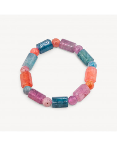 Bracciale Di Quarzo Multicolor Cilindro 9x14mm Multicolor 2-PIERRES DURES | Worldofjewel.com
