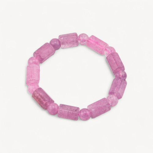 Bracelet cylindrique en quartz multicolore 9x14mm rose