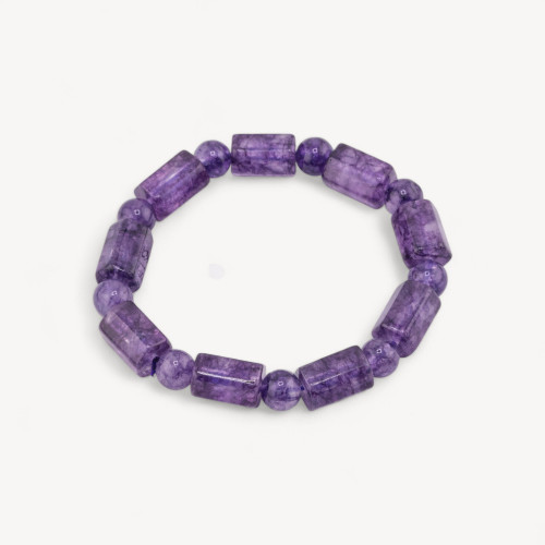 Multicolor Quartz Bracelet Cylinder 9x14mm Purple