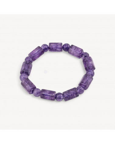 Bracciale Di Quarzo Multicolor Cilindro 9x14mm Viola-PIERRES DURES | Worldofjewel.com