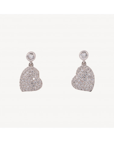Orecchini A Perno Di Argento 925 Con Zirconi A Cuore Con Punto Luce 12x21mm-ΑΣΗΜΙ 925 ΣΧΕΔΙΟ ΙΤΑΛΙΑ | Worldofjewel.com
