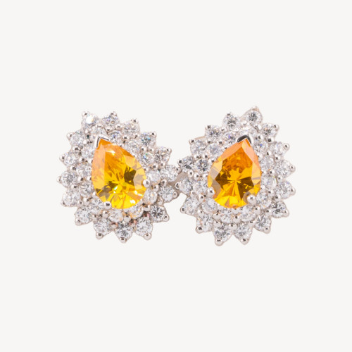 Pendientes de plata 925 con circonitas y topacio termoendurecido de 17 x 20 mm