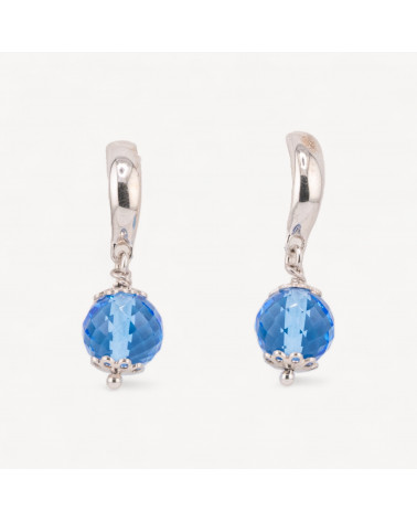 Orecchini A Perno Di Argento 925 Con Zirconi Sfera Indaco E Coppette Fiore Traforato 10x33mm-ΑΣΗΜΙ 925 ΣΧΕΔΙΟ ΙΤΑΛΙΑ | Worldofjewel.com
