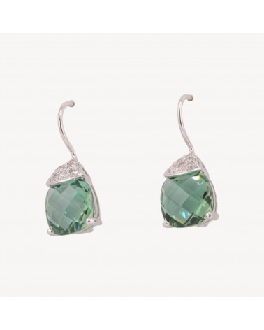 Orecchini Di Argento 925 Con Zirconi Made in ITALY Verde-SILVER 925 DESIGN ITALY | Worldofjewel.com