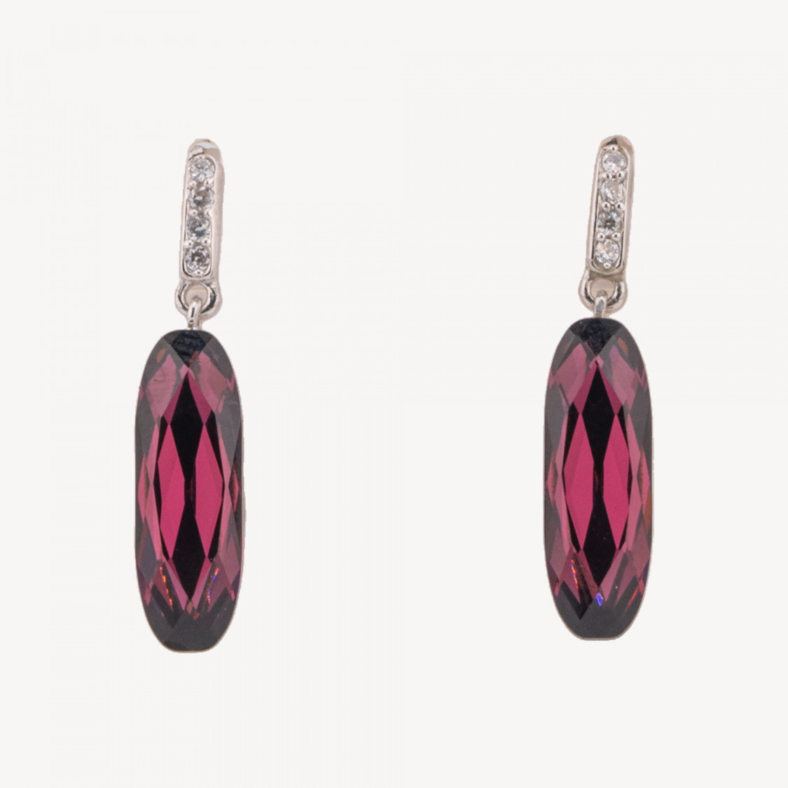 Orecchini Di Argento 925 Con Zirconi Ovale-PLATA 925 DISEÑO ITALIA | Worldofjewel.com