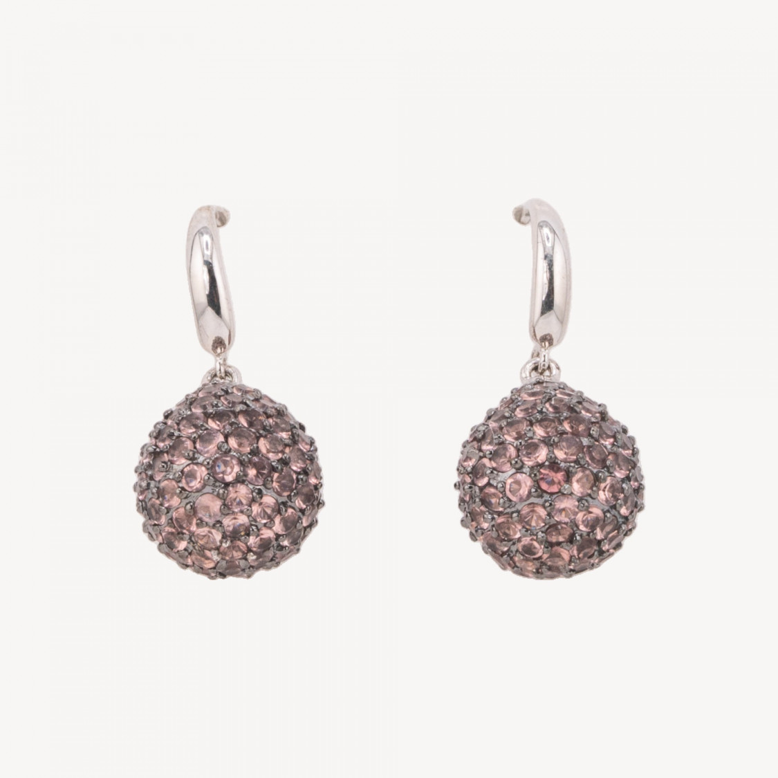 Boucles d'oreilles en argent 925 serties de zircons pavés-ARGENT 925 DESIGN ITALIE | Worldofjewel.com