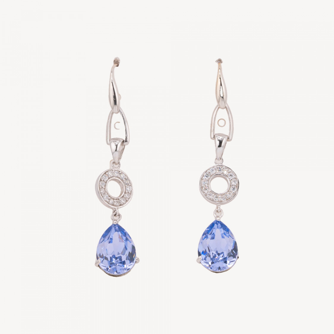 925 Silver Drop Earrings with Blue CZ Zircon-SILVER 925 DESIGN ITALY | Worldofjewel.com