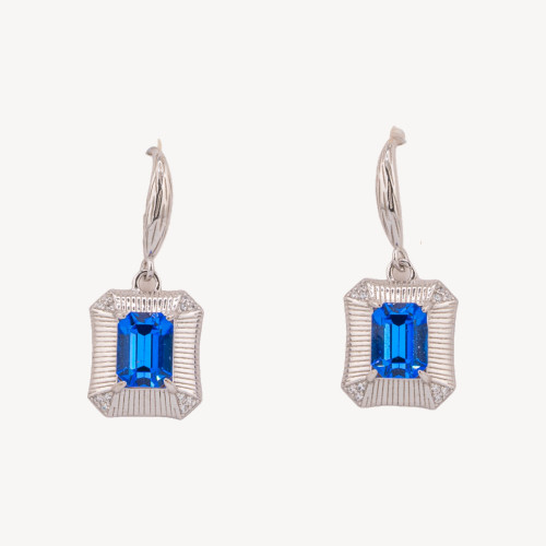 1 par de pendientes azules de plata 925