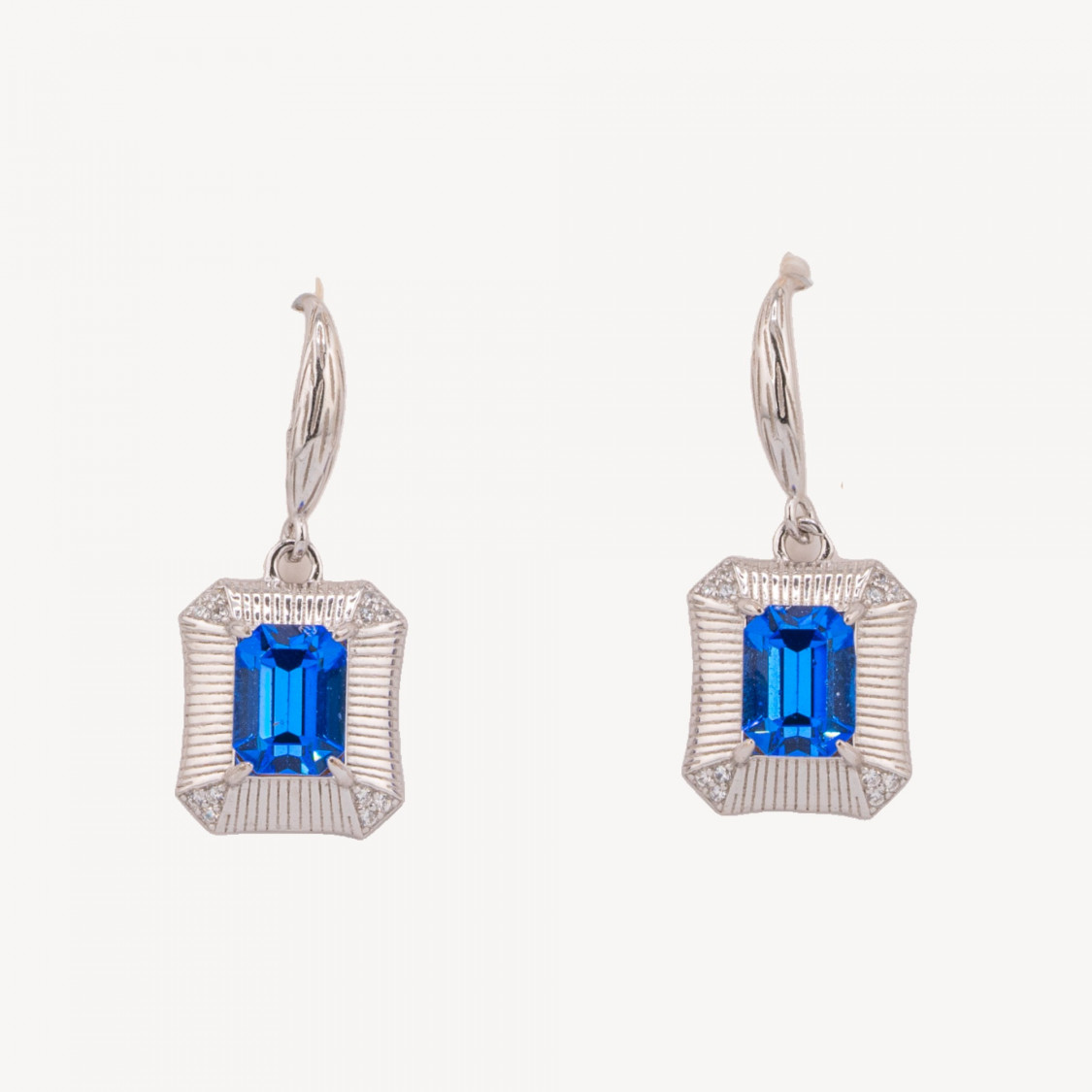 1 Paar blaue Ohrringe aus 925er Sterlingsilber-SILBER 925 DESIGN ITALIEN | Worldofjewel.com