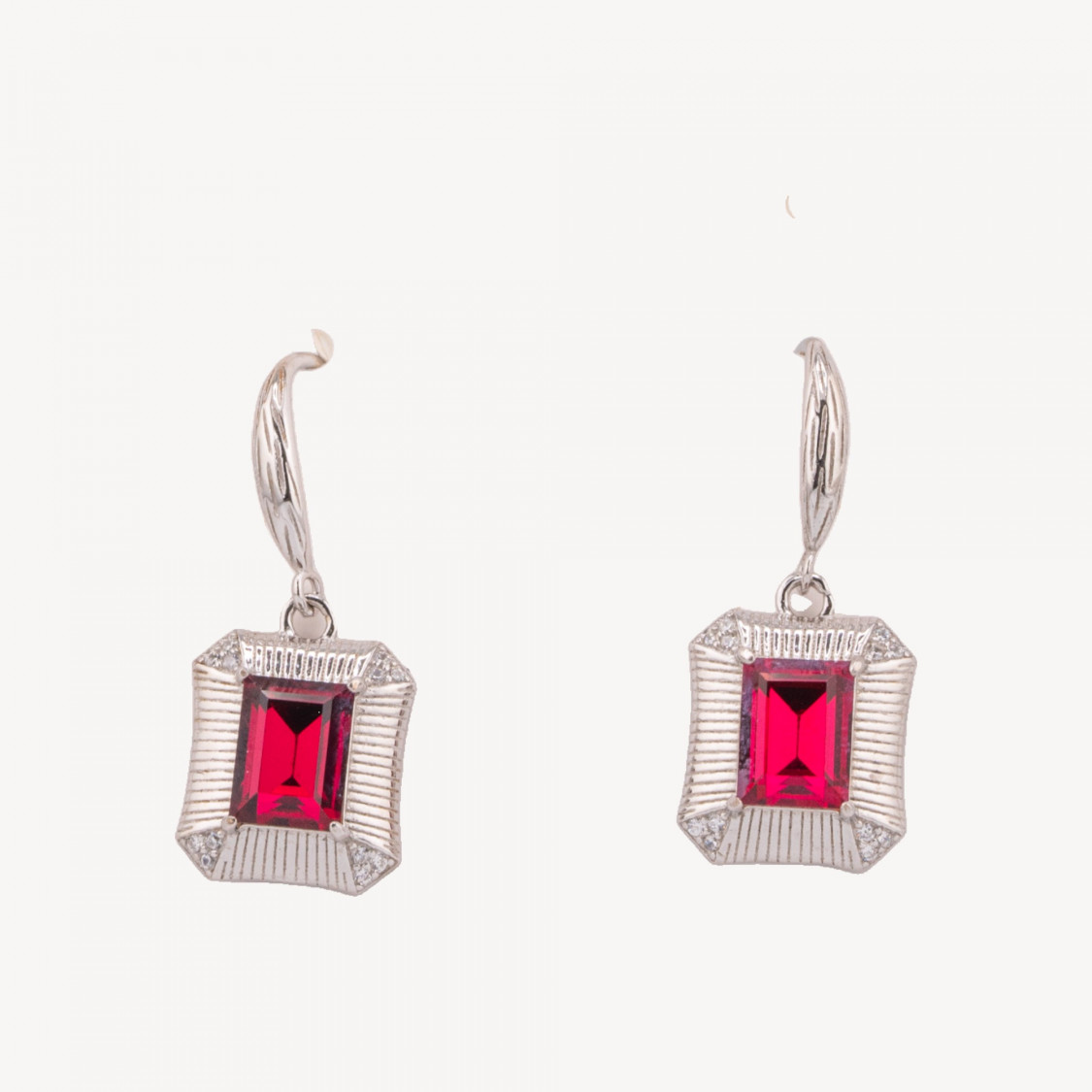 1 Pair 925 Silver Earrings Red-SILVER 925 DESIGN ITALY | Worldofjewel.com