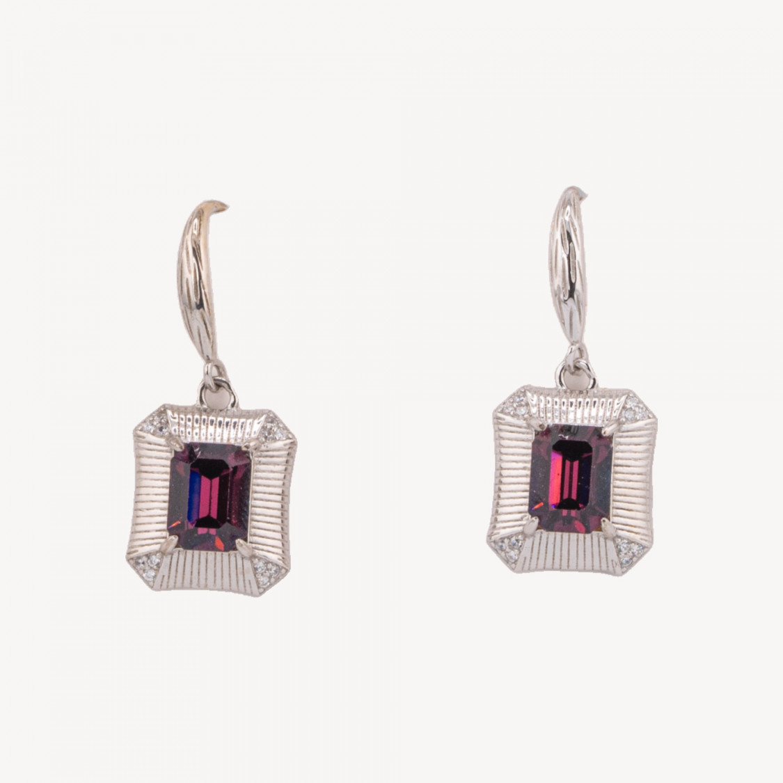 Orecchini Di Argento 925 1 Coppia Viola-SILVER 925 DESIGN ITALY | Worldofjewel.com