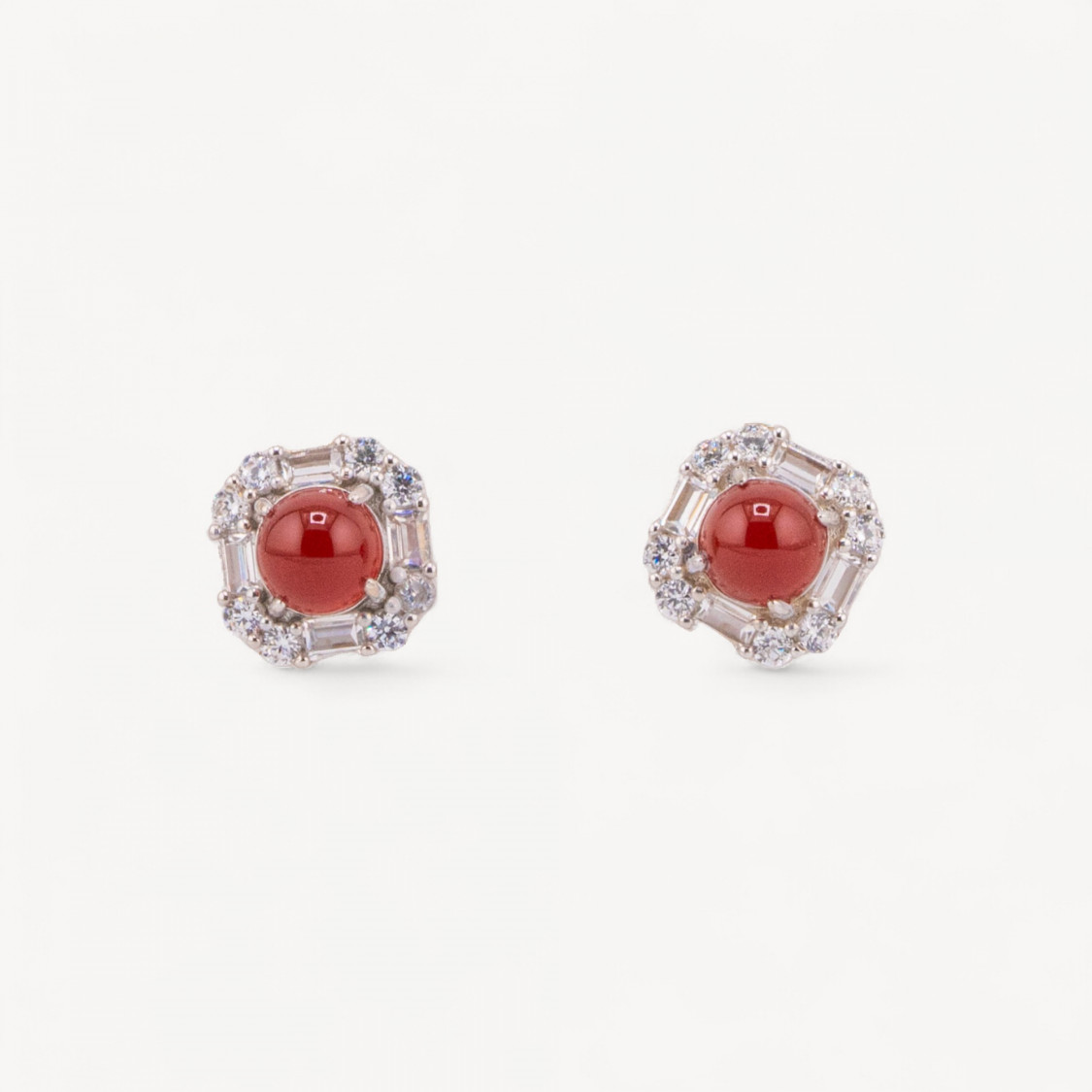 Orecchini Di Argento 925 A Castone 1 Coppia MOD51 Corniola-SILBER 925 DESIGN ITALIEN | Worldofjewel.com