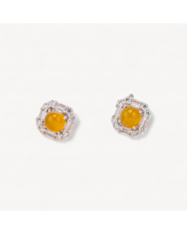 Orecchini Di Argento 925 A Castone 1 Coppia MOD51 Giallo-ΑΣΗΜΙ 925 ΣΧΕΔΙΟ ΙΤΑΛΙΑ | Worldofjewel.com