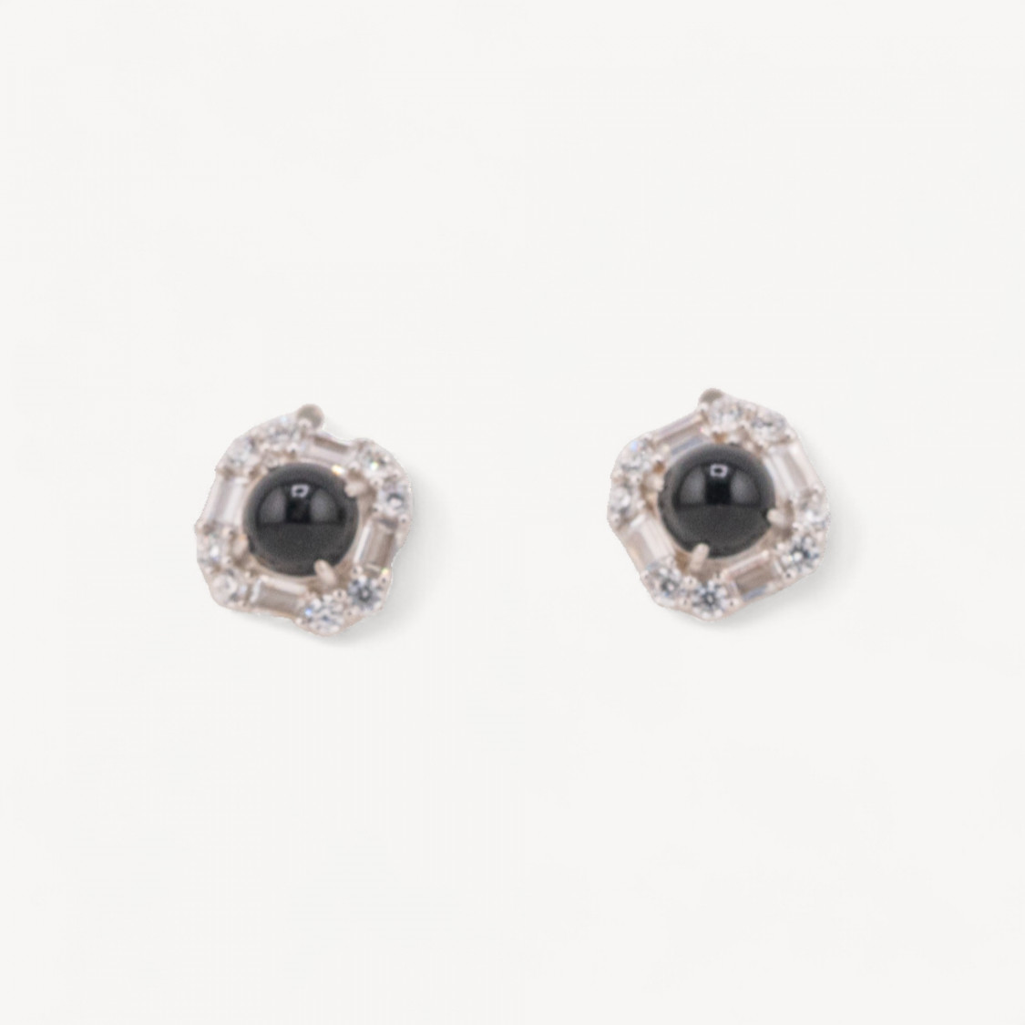 Pendientes de bisel de plata 925 (1 par) MOD51 Negro-PLATA 925 DISEÑO ITALIA | Worldofjewel.com