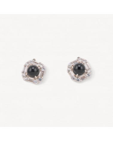 Orecchini Di Argento 925 A Castone 1 Coppia MOD51 Nero-ARGENT 925 DESIGN ITALIE | Worldofjewel.com