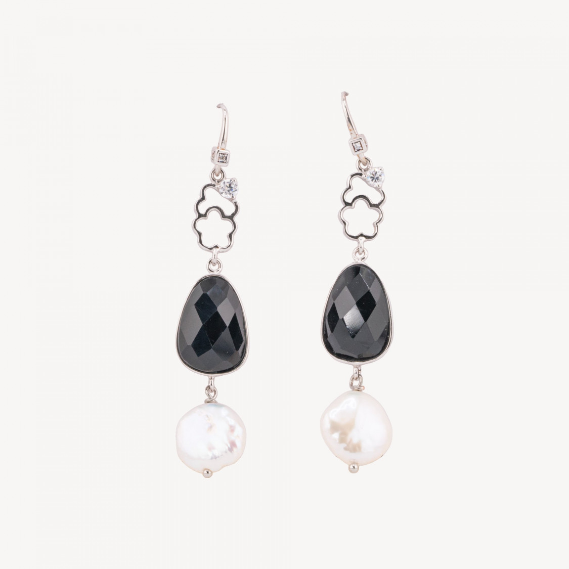 Orecchini Di Argento 925 A Monachella Con Onice E Perle Di Fiume 13x68mm-PLATA 925 DISEÑO ITALIA | Worldofjewel.com