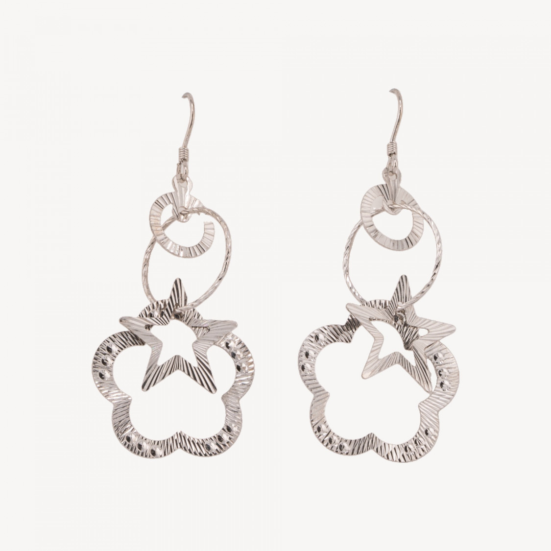 Orecchini Di Argento 925 A Monachella Con Pendenti In Filigrana Diamantata Mod1 23x54mm-SILBER 925 DESIGN ITALIEN | Worldofjewel.com