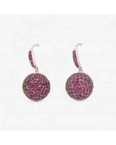 Orecchini Di Argento 925 A Monachella Con Zirconi MicroPave 14x28mm Rosso-ΑΣΗΜΙ 925 ΣΧΕΔΙΟ ΙΤΑΛΙΑ | Worldofjewel.com