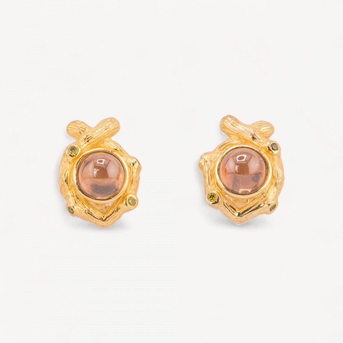 Orecchini Di Argento 925 Con Cabochon Termodiffuso Dorato-ΑΣΗΜΙ 925 ΣΧΕΔΙΟ ΙΤΑΛΙΑ | Worldofjewel.com