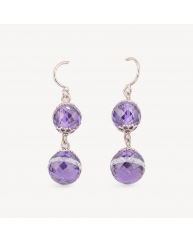 Orecchini Di Argento 925 Con Catena Di E Doppia Sfera Di Zircone-SILBER 925 DESIGN ITALIEN | Worldofjewel.com