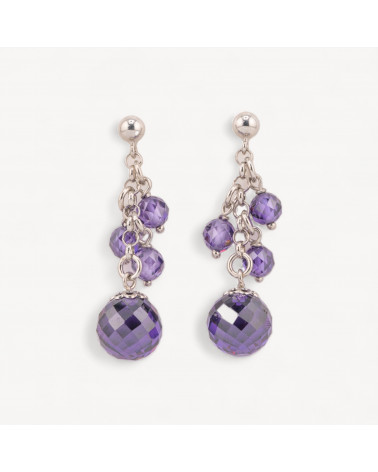 Orecchini Di Argento 925 Con Grappolo Sfere Sfaccettate Viola-SILVER 925 DESIGN ITALY | Worldofjewel.com