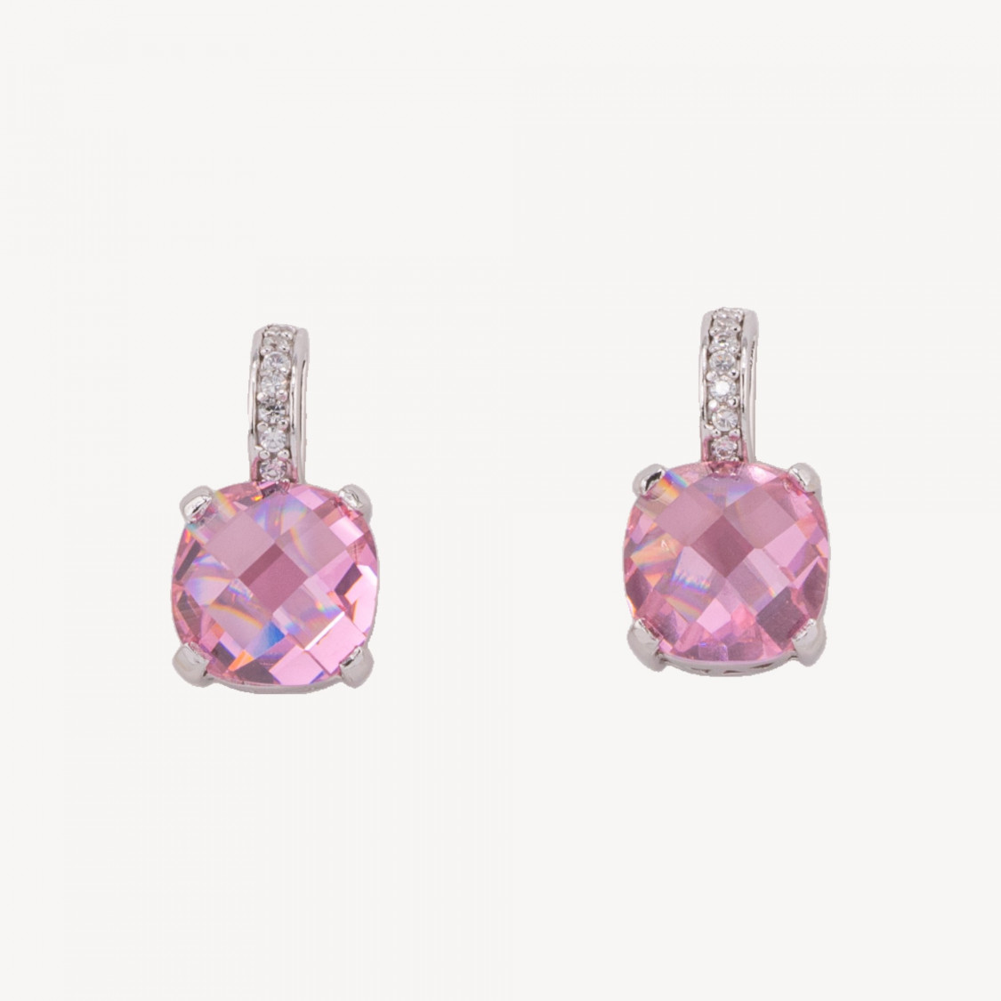 Orecchini Di Argento 925 Con Pietre termodiffuse Rosa-SILVER 925 DESIGN ITALY | Worldofjewel.com
