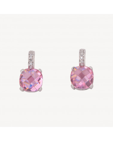 Orecchini Di Argento 925 Con Pietre termodiffuse Rosa-SILVER 925 DESIGN ITALY | Worldofjewel.com