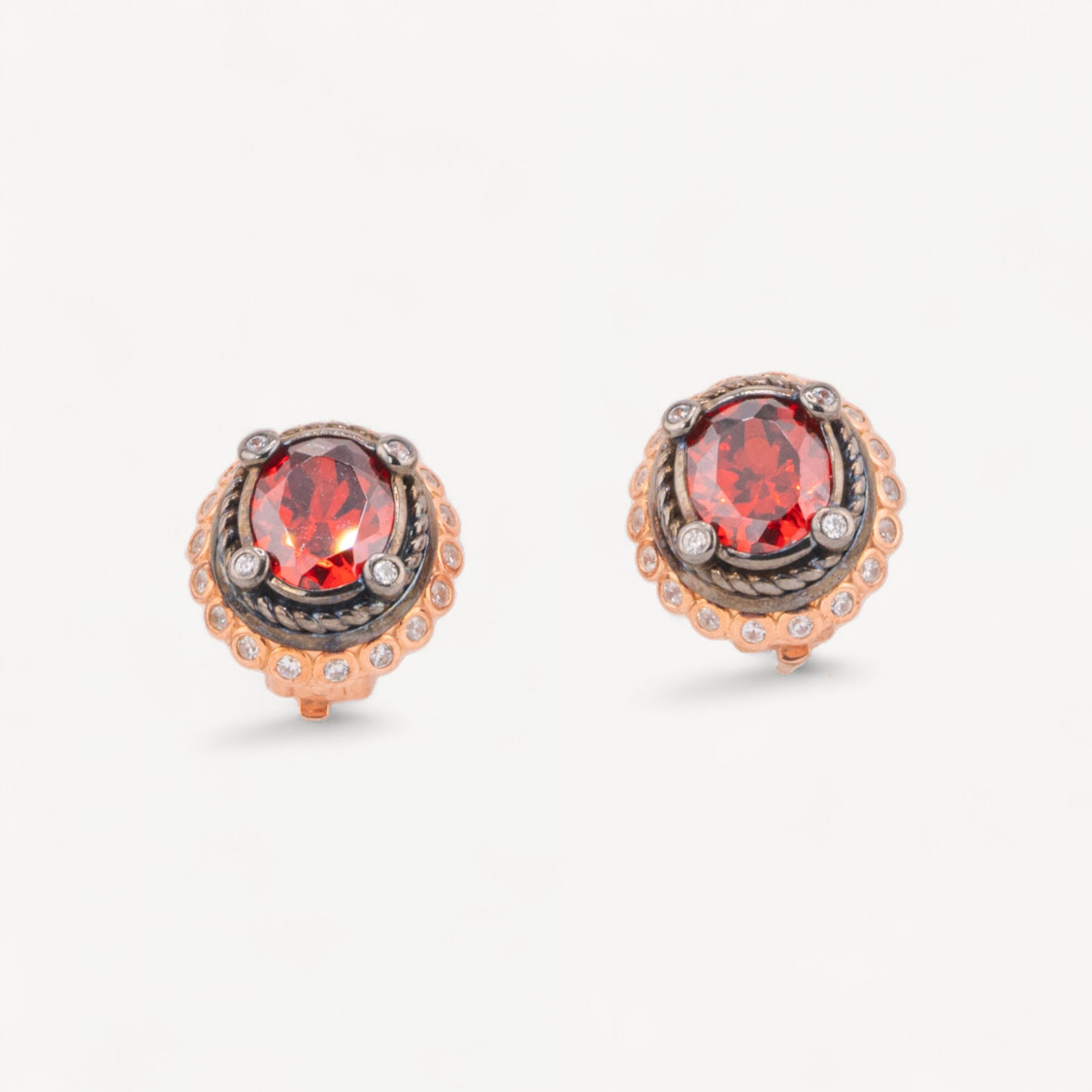 Orecchini Di Argento 925 Con Zirconi Galvanica Oro Rosa-SILVER 925 DESIGN ITALY | Worldofjewel.com
