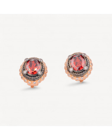 Orecchini Di Argento 925 Con Zirconi Galvanica Oro Rosa-SILVER 925 DESIGN ITALY | Worldofjewel.com
