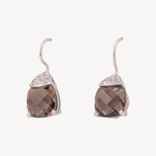 Boucles d'oreilles en argent 925 avec zirconias, fabriquées en Italie.