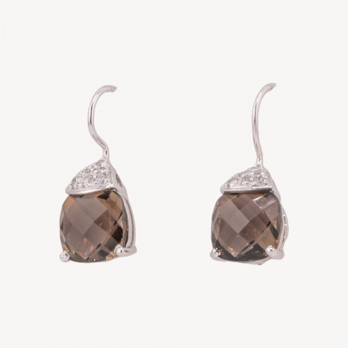 Pendientes de plata 925 con circonitas fabricados en Italia Fume'-PLATA 925 DISEÑO ITALIA | Worldofjewel.com